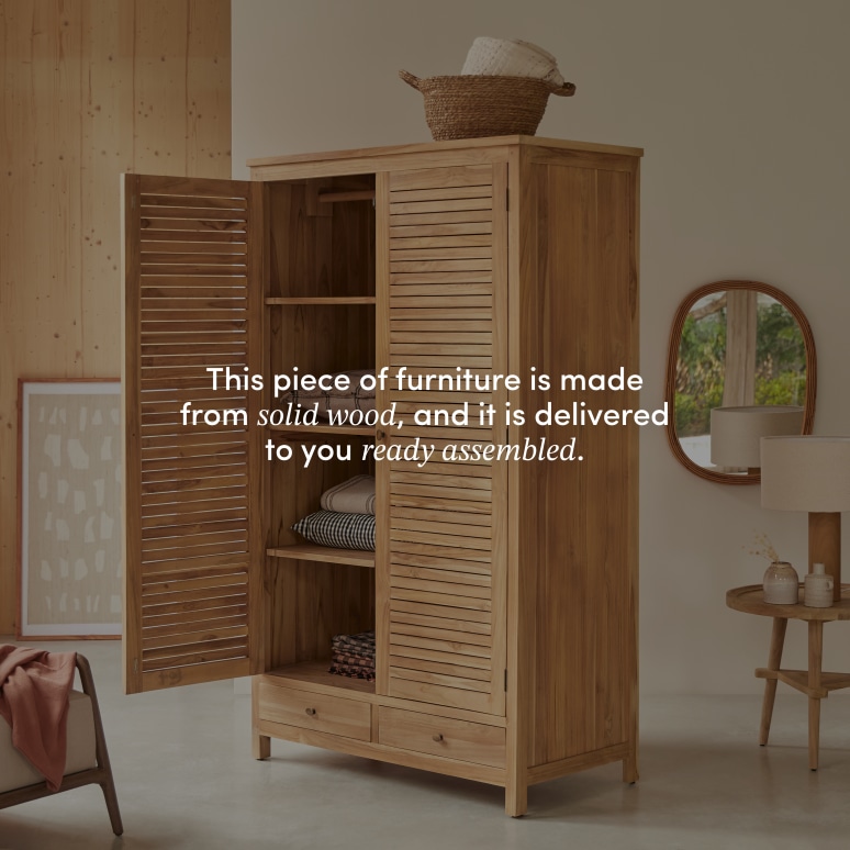 Suzette - Wardrobe in solid teak