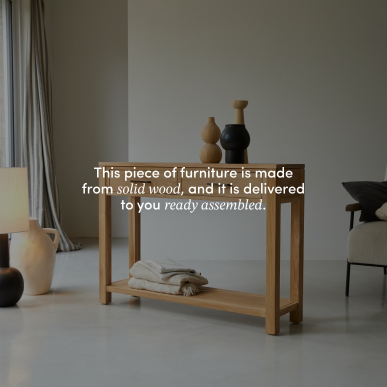 Maë - Hallway console table in solid teak D. 30 cm