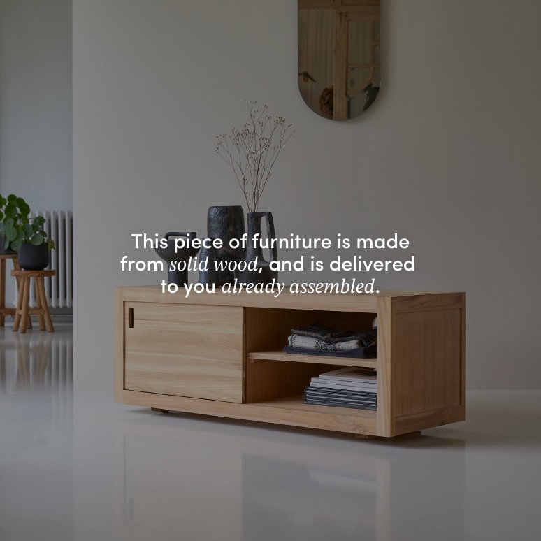 Adam - TV unit in solid teak, 120 cm