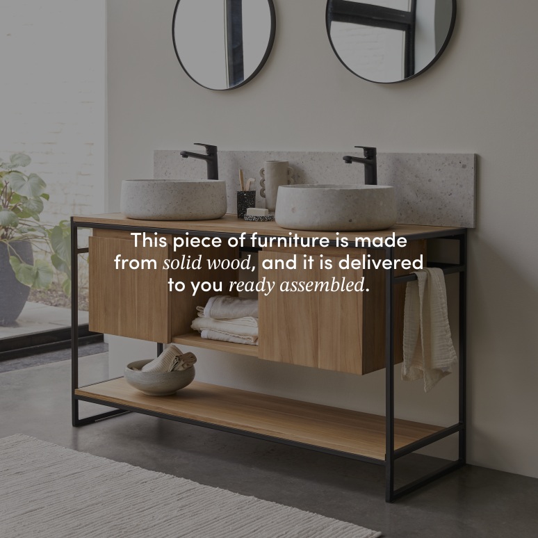 Michal - Solid teak and metal vanity unit 140 cm