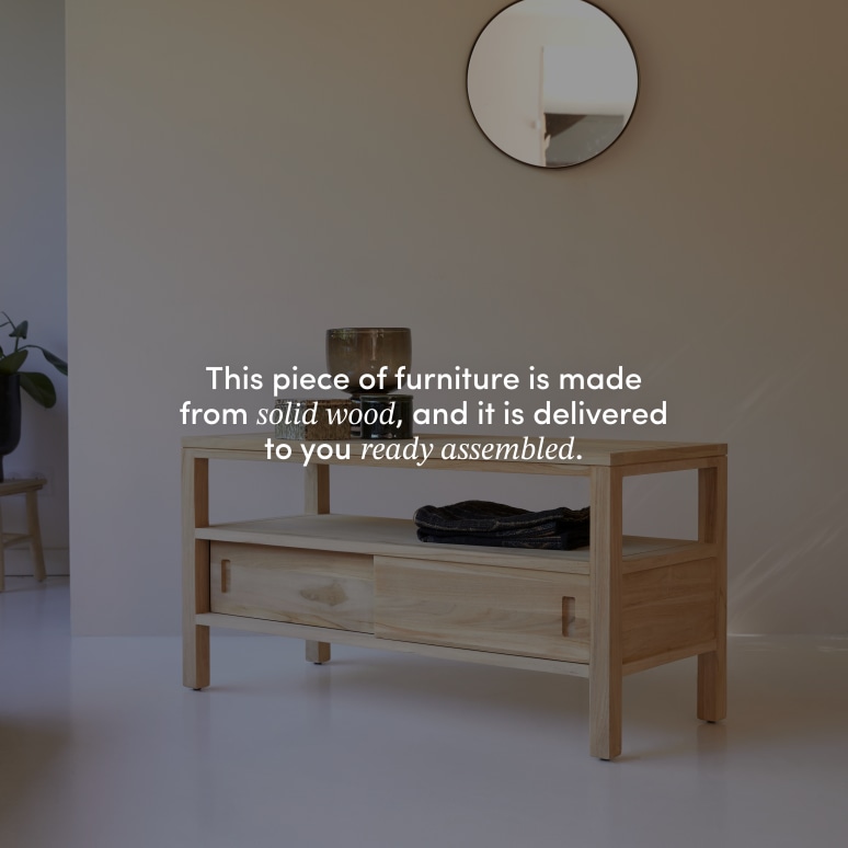 Anton - Solid teak TV unit, 100 cm