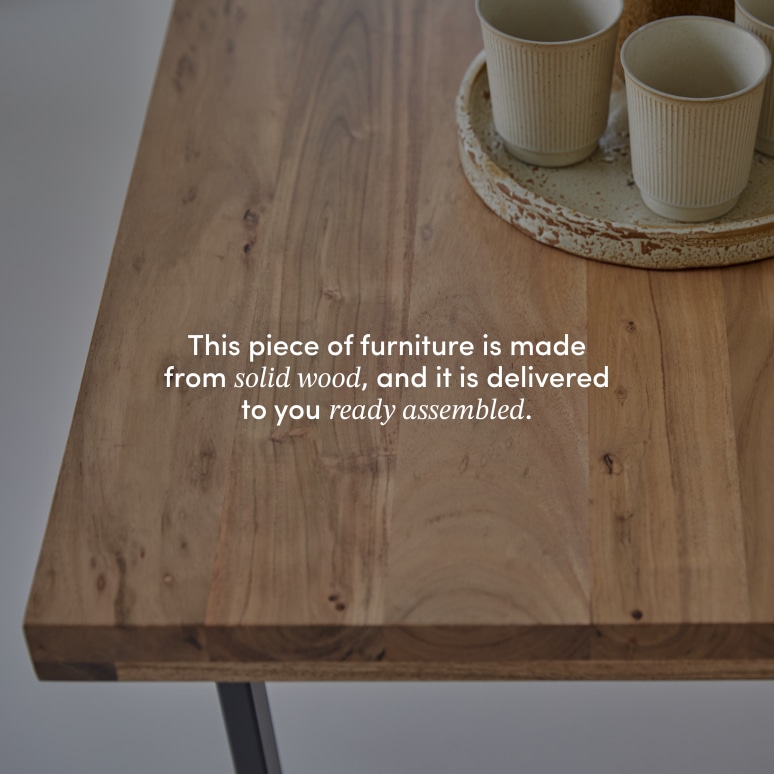 Temis - Dining table in solid acacia and metal, seats 6-8