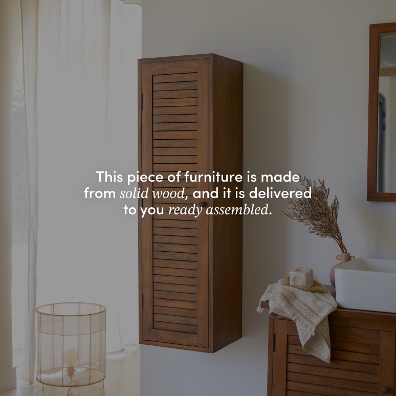 Loggia - Tall solid acacia bathroom cabinet