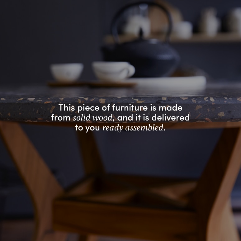 Juno - Solid teak and terrazzo table for 6 people