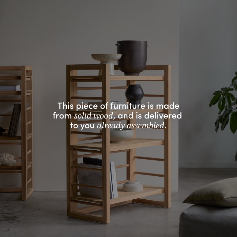 Sera - Low solid teak bookcase