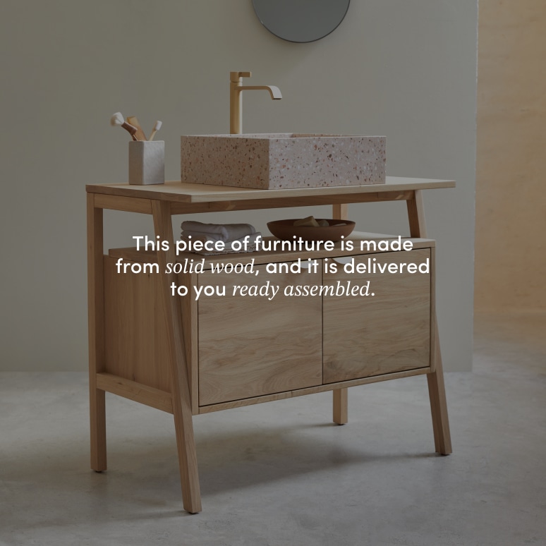 Pola - Solid oak vanity unit 90 cm