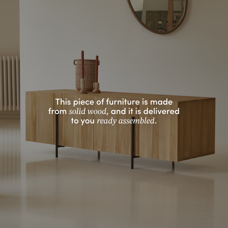 Honorine - Solid teak low sideboard 165 cm