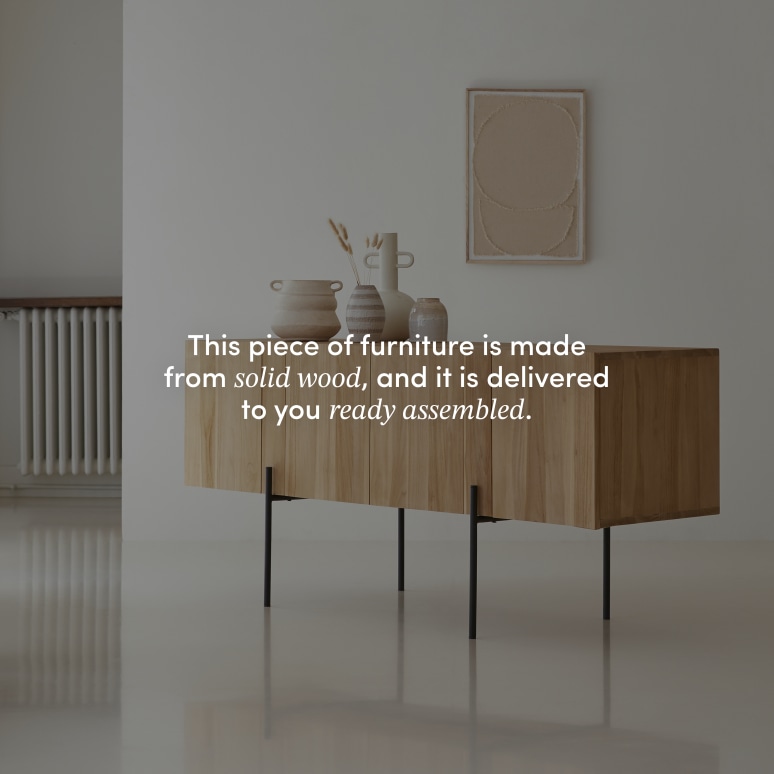 Honorine - Tall sideboard in solid teak – 165 cm