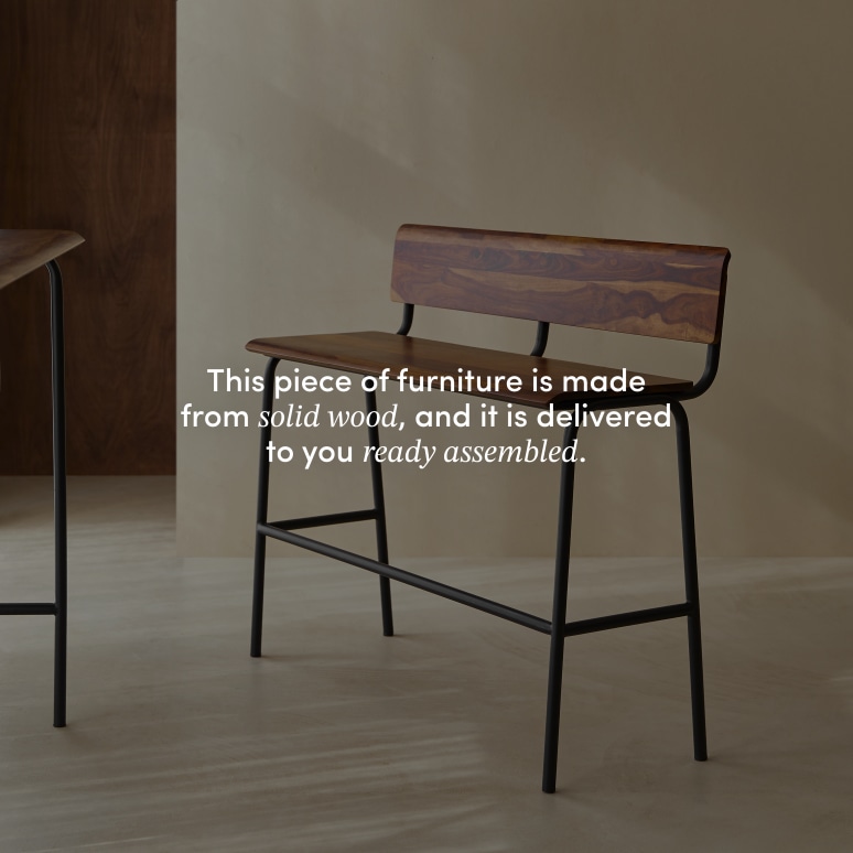 Talia - High bench in solid sheesham and metal