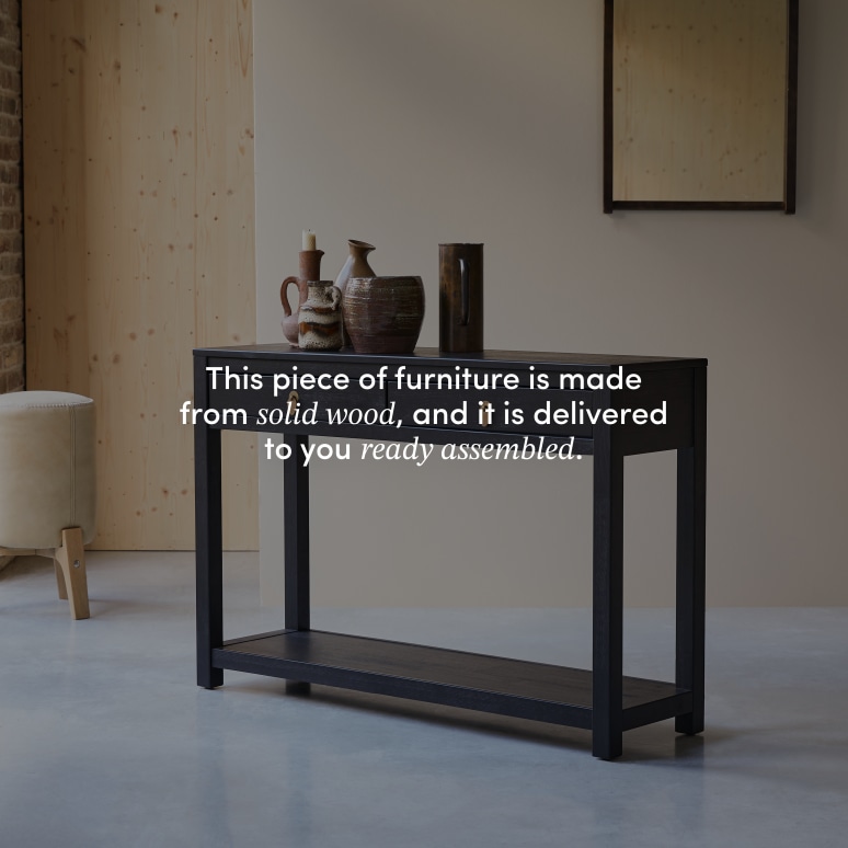 Zenaka - Hallway console table in solid pine with 2 drawers D. 35 cm