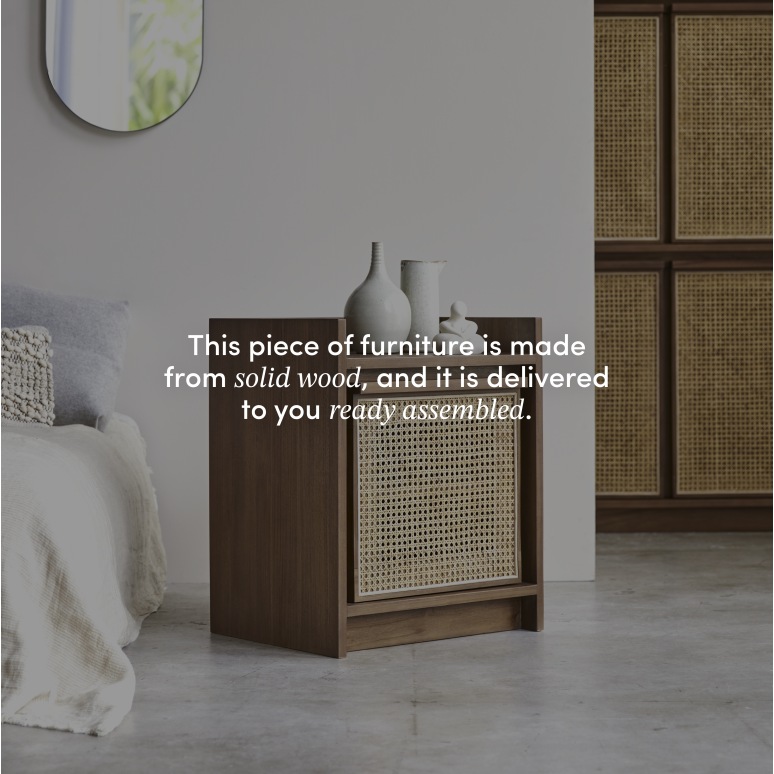Roots - Solid teak and cane bedside table