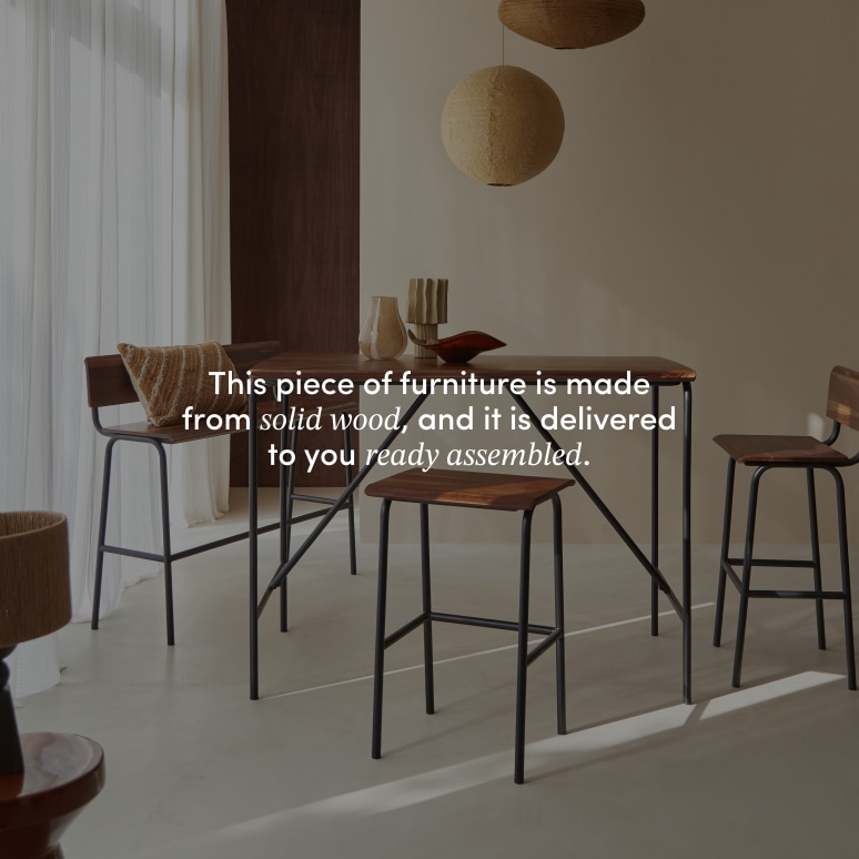 Talia - Bar chair in solid sheesham and metal