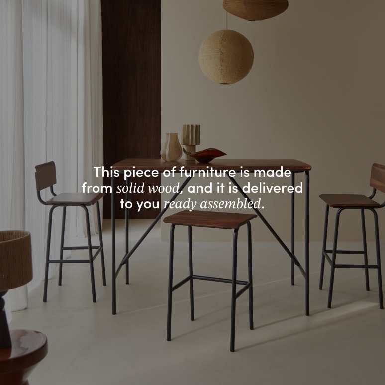 Talia - Poseur table in solid sheesham and metal – seats 4