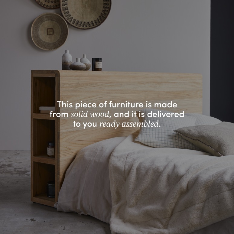 Bertie - Solid teak headboard with storage 165