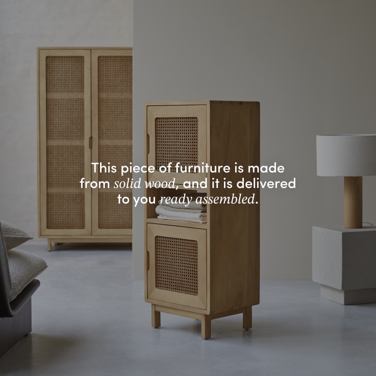 Luis - Solid elm and rattan low cabinet