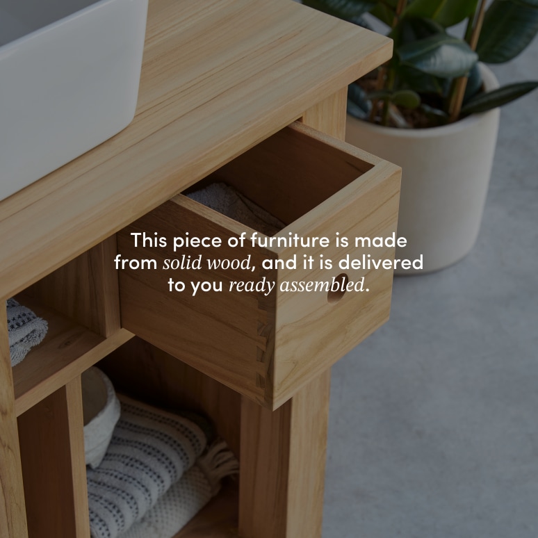 Coline - Solid teak vanity unit 95 cm