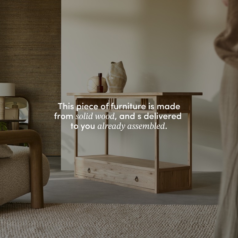 Clovis - 1-drawer console table in solid oak