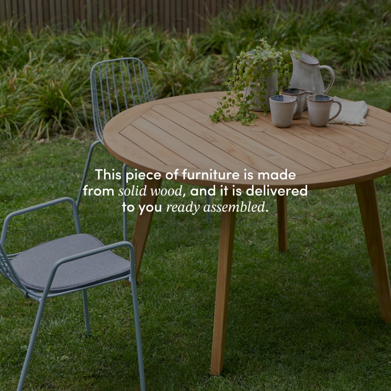 Mila - Solid teak garden table, seats 6 people