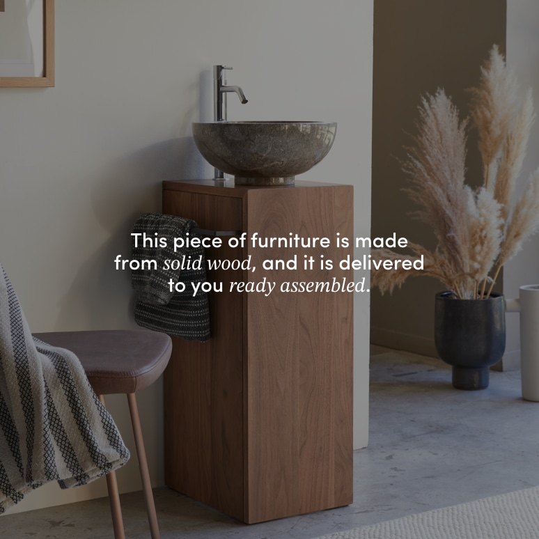 Stelle - Left-side solid walnut under-basin unit