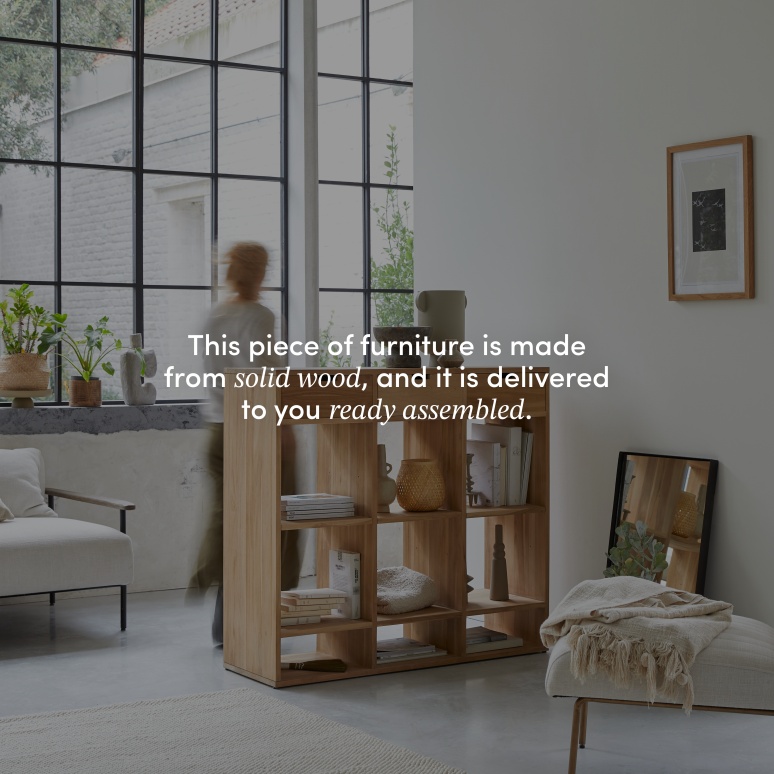 Miho - Low bookcase in solid teak