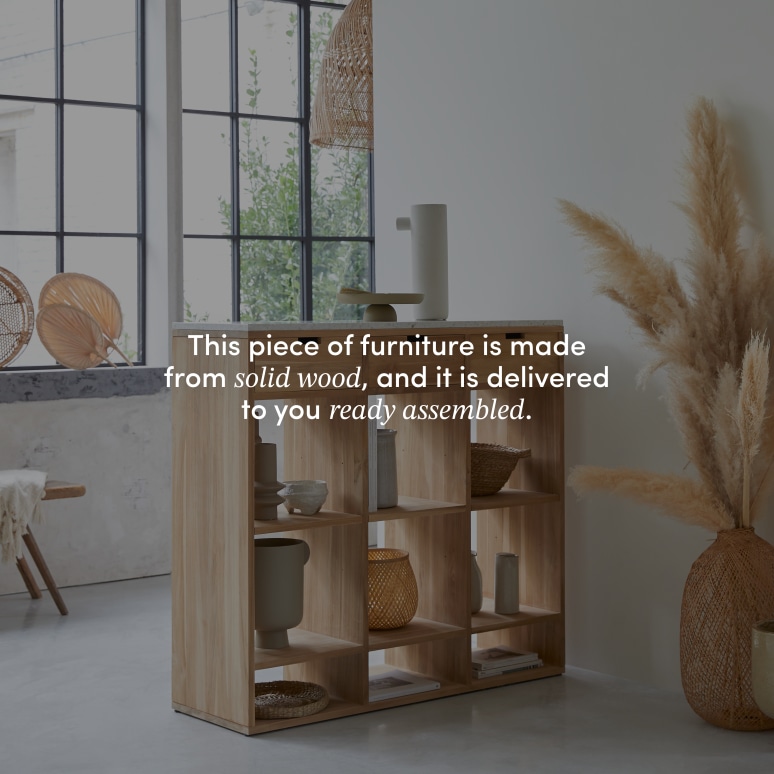 Miho - Solid teak and premium white terrazzo console table