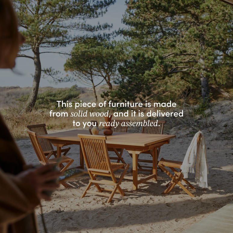 Capri - Rectangular solid acacia garden set with 6 chairs.