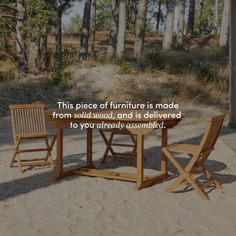 Capri - Oval solid acacia garden table with extension, seats 6-8 people.