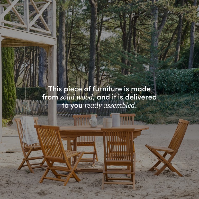 Capri - Oval solid acacia garden set with 6 chairs.