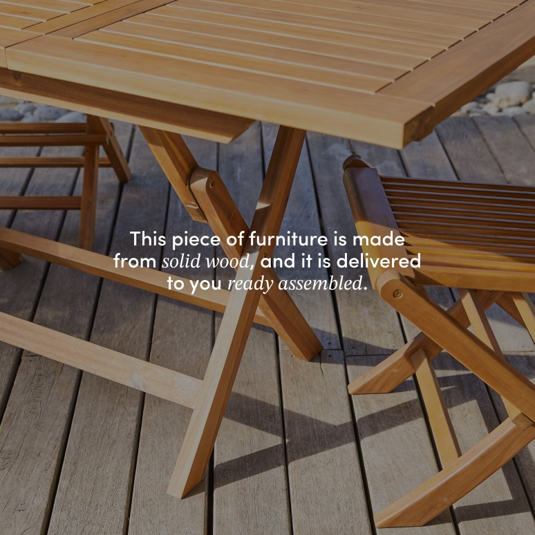 Capri - Solid acacia folding garden table with extra leaf
