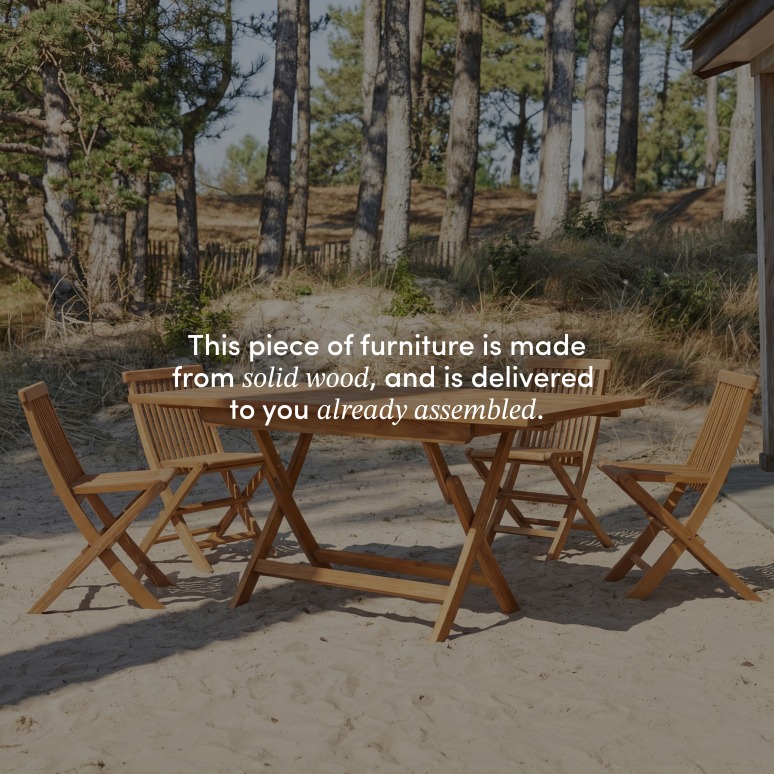 Capri - Solid acacia garden set with 4 chairs