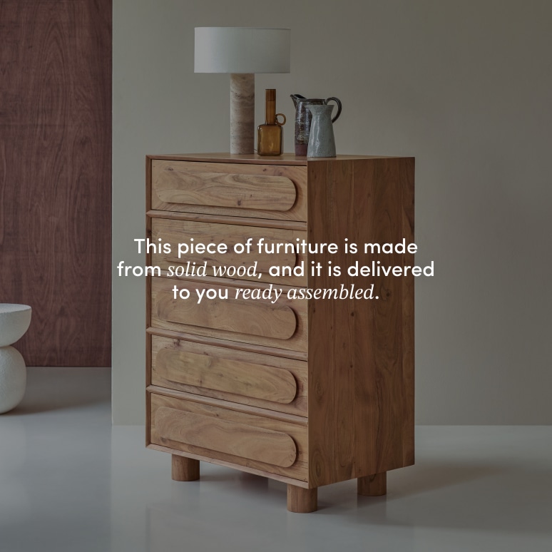 Olga - Solid acacia storage chest of drawers