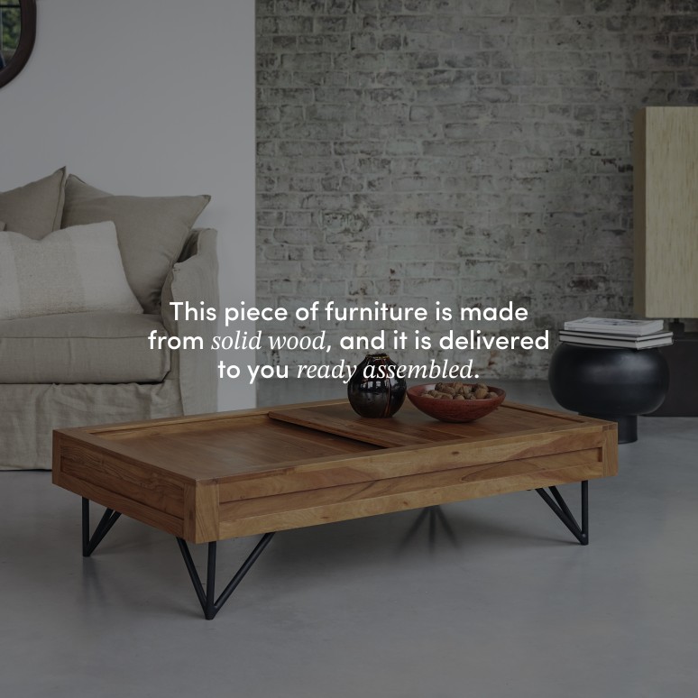 Bonnie - Solid acacia coffee table with storage