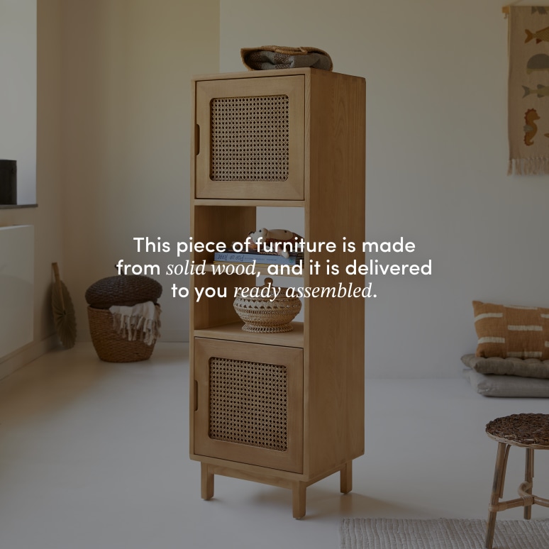 Luis - Tall children's bookcase in elm and cane