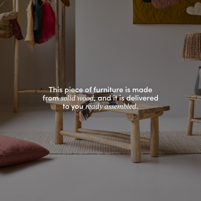 Kilim - Children's decorative bench in solid teak