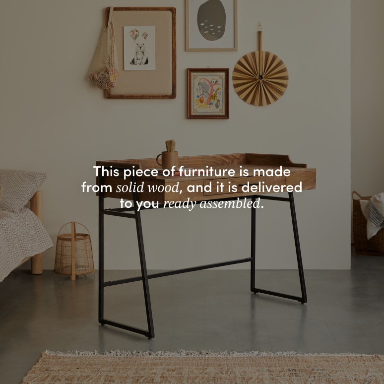 Hedda - Children's desk in solid mango wood and metal