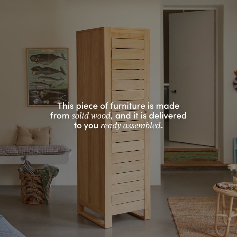 Minimalys - Children's single wardrobe in solid teak