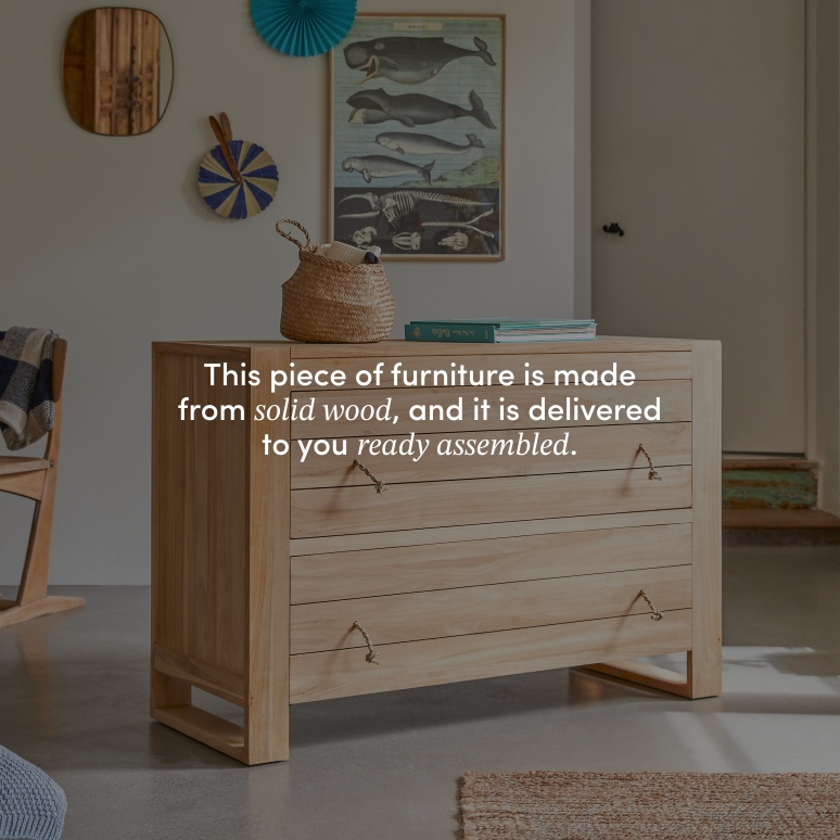 Minimalys - Children's chest of drawers in solid teak