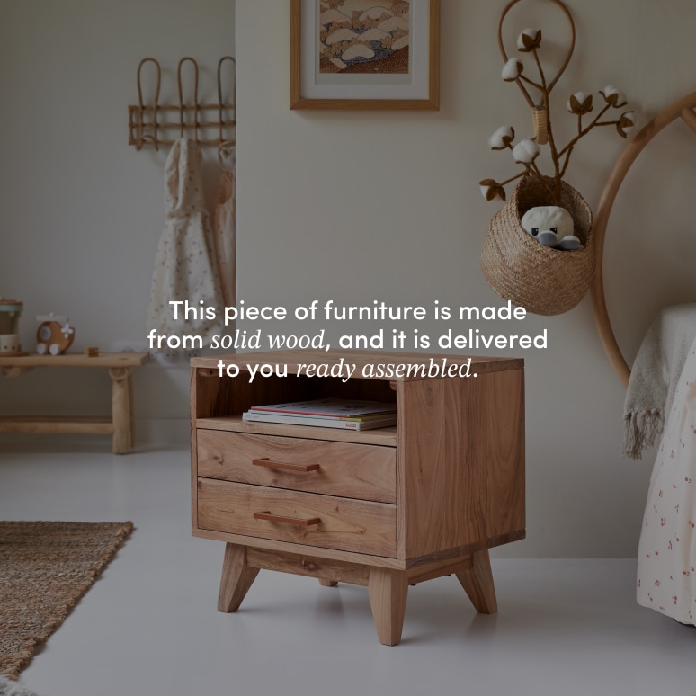 Oslo - Children's bedside table in solid acacia