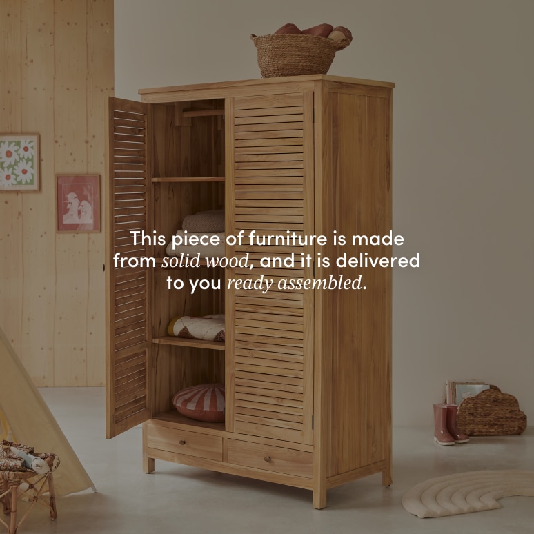 Suzette - Children's wardrobe in solid teak