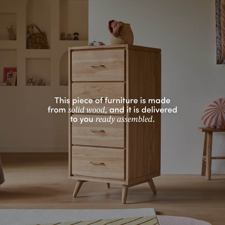 Kort - Children's small chest of drawers in solid teak