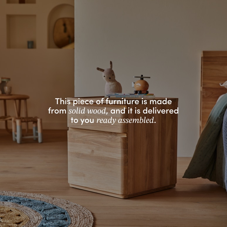 Nino - Children's bedside table in solid teak