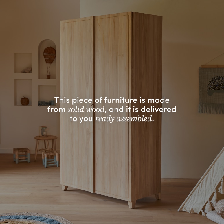 Greta - Children's solid teak wardrobe
