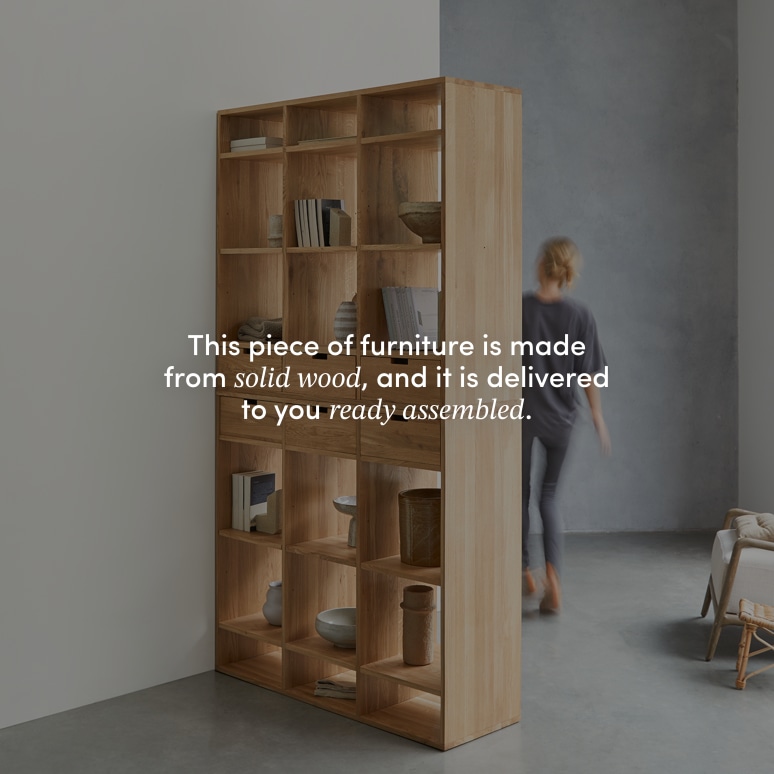 Miho - Tall bookcase in solid oak