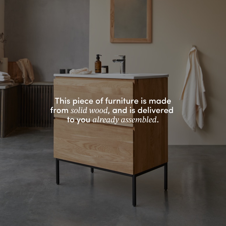 Nova - Solid oak and ceramic vanity unit 80 cm