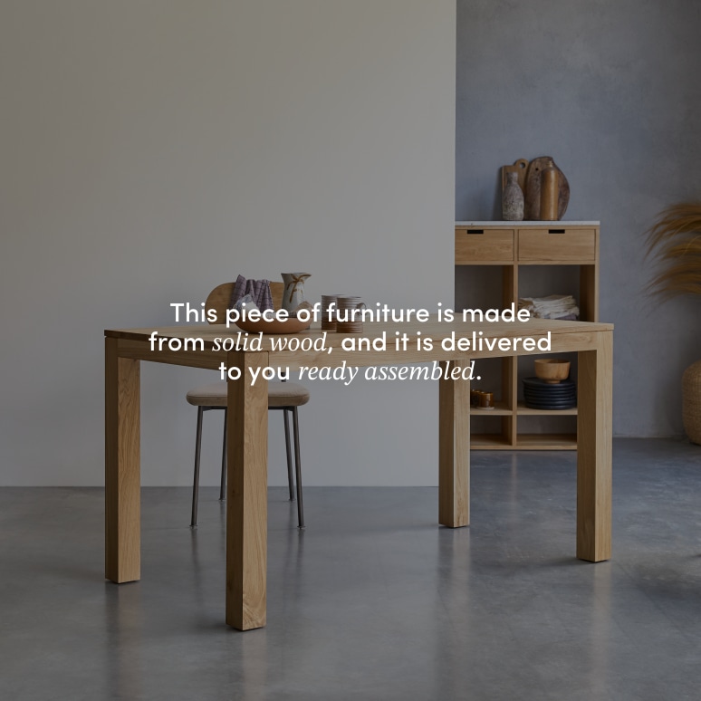 Eden - Rectangular solid oak dining table, seats 4-6.
