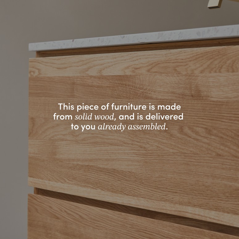 Nova - Vanity unit in solid oak and moon premium terrazzo 80 cm