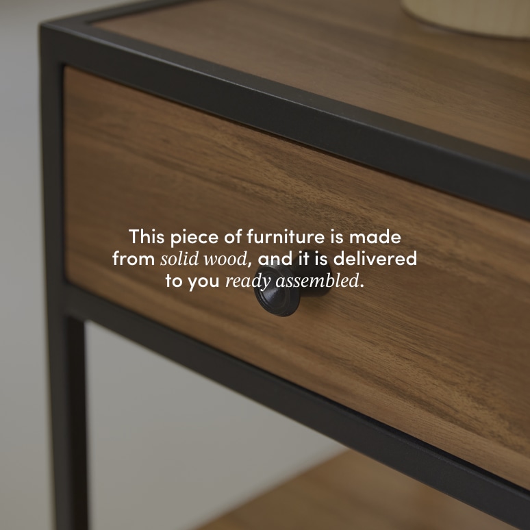 Agra - Solid acacia and metal bedside table