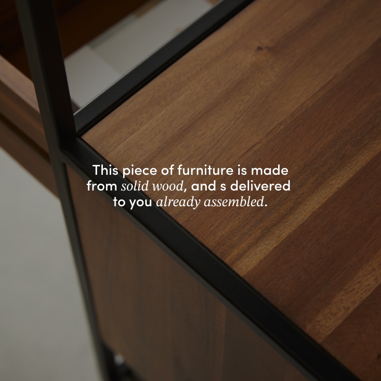 Agra - Solid acacia and metal bedside table