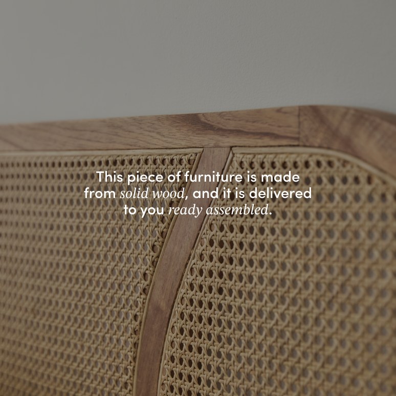 Billie - Solid mindi wood and cane headboard, 200 cm