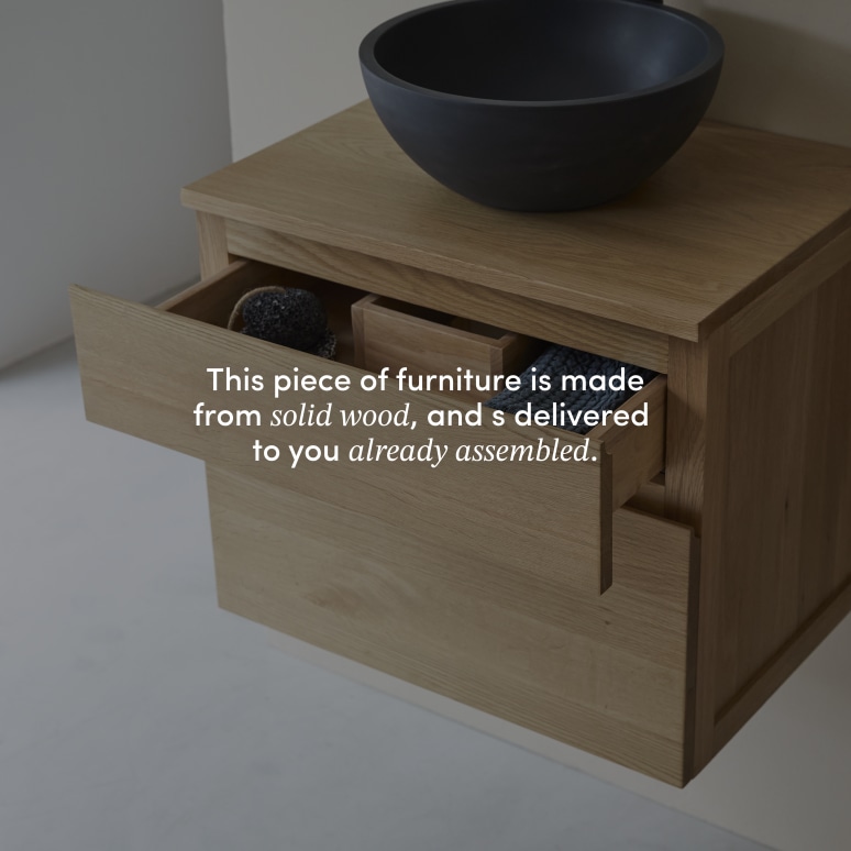 Jacob - Solid oak vanity unit 60 cm